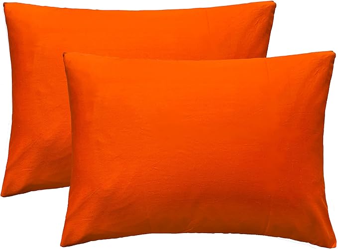 iMaylex Soft 100% Egyptian Cotton Zipper Closure Pillowcases, Cozy and Lightweight Pillow Case, Set of 2, Orange, King, 20" x 36"