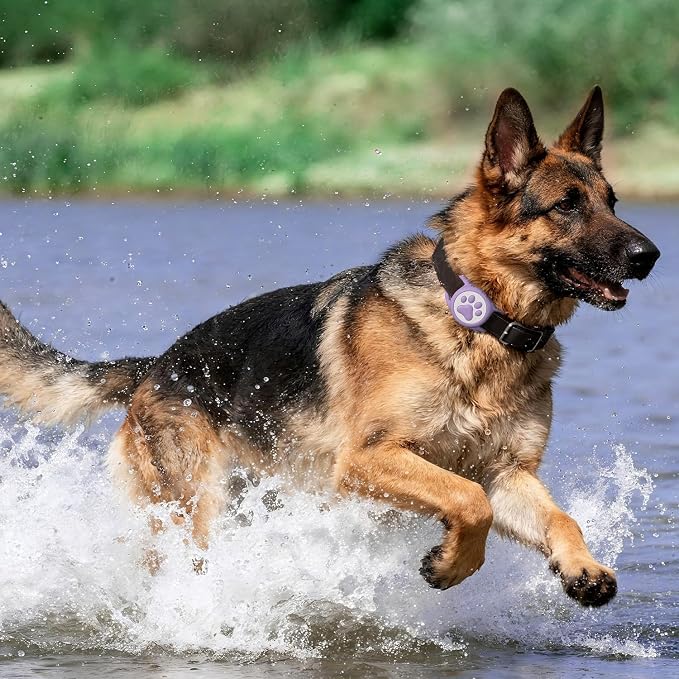 IP68 Waterproof Dog AirTag Holder for Dog Collar, Soft, Stretchy Silicone | Full-Body Protection, Easy Tool-Free Installation, Quiet, No-Dangle Fit, Lightweight, Fits Dog & Cat Collars of All Widths