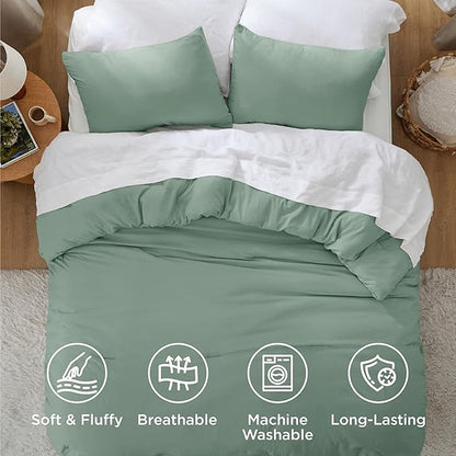 Bedsure California King Comforter Set, Sage Green Soft Prewashed Bedding for All Seasons, 3 Pieces GentleSoft™ Bed Set, 1 Lightweight Comforter (104"x96") and 2 Pillowcases (20"x36")