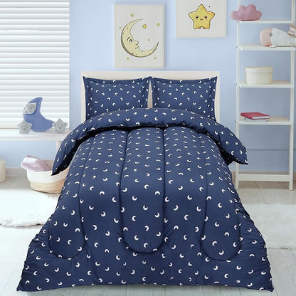 Utopia Bedding Moon Kids Comforter Set with 2 Pillow Shams, 3 Piece Soft Microfiber Twin Bed Comforter with Pillow Shams, Printed Kids Bedding for Boys and Girls, Lightweight, Breathable,Easy Care