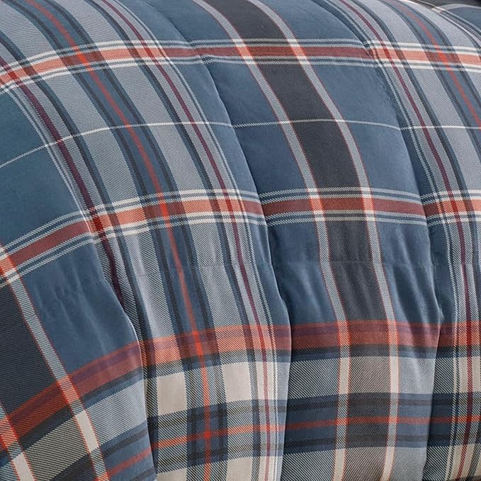 Eddie Bauer - Queen Comforter Set, Reversible Down Alt Bedding with Matching Shams, Home Decor for Colder Months (Shasta Lake Navy, Queen)