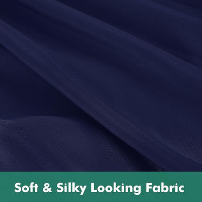 Biscaynebay Wrap Around Bed Skirts with Split Corners for King Beds 14" Drop, Navy Elastic Dust Ruffles Adjustable Easy Fit Wrinkle & Fade Resistant Silky Luxurious Fabric Machine Washable