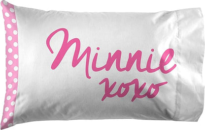 Jay Franco Kids Sheet Set with Fitted, Flat Sheets & Pillow Cover - Ultra-Soft Bedding with Pillowcase for Room Decor, White - Minnie Mouse, 3 Piece Twin