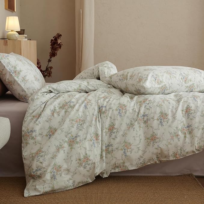 Floral Twin XL Comforter Set Fluffy Boho Bedding Set Soft Cotton Down Alternative Girls Bedding Comforter Sets Cozy Lightweight Cute All Season Bed Comforter with 2 Pillowcases