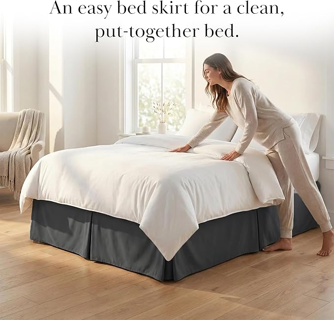 Southshore Fine Living, Inc. Hotel Quality California King Bed Skirt - 14" Drop, Elegant Pleated Design, Premium Dust Ruffle/Cal King Bed Skirt, Easy Care, Luxury Bed Skirt Cal King Size, Slate
