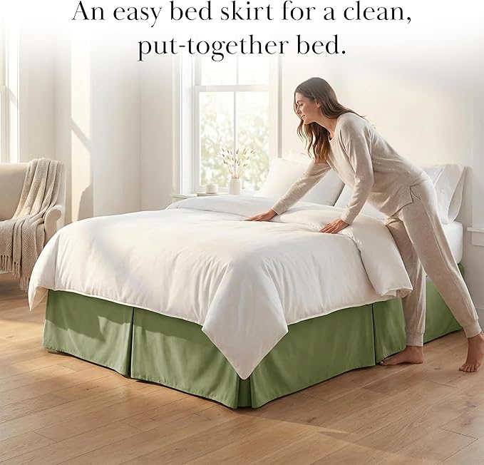Southshore Fine Living, Inc. Twin Size Bed Skirt, 14-Inch Drop Pleated Bed Skirt for Twin Mattress, Dust Ruffle for Twin Size Bed, Sage Green
