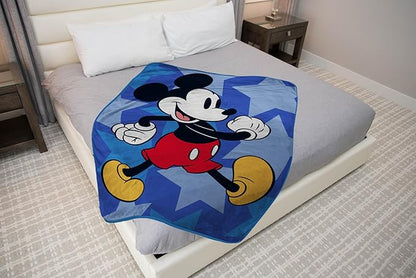 Jay Franco Kids Plush Throw Blanket – Soft & Cozy Fleece Throw for Bedroom & Couch Décor, Official Licensed Product, Blue - Mickey Mouse, 46x60 - Throw Blanket