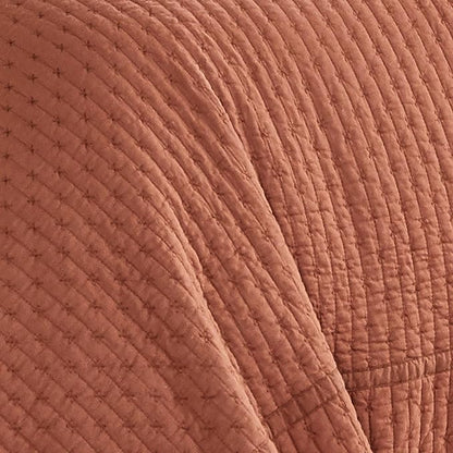 Levtex Home Cross Stitch Reversible Queen Bedspread Set (104x106in) with 2 Pillow Shams (26x20in) - Stitch Texture - Adobe - Cotton Queen Size Bedspread Set - Lightweight, Soft, Pre-Washed