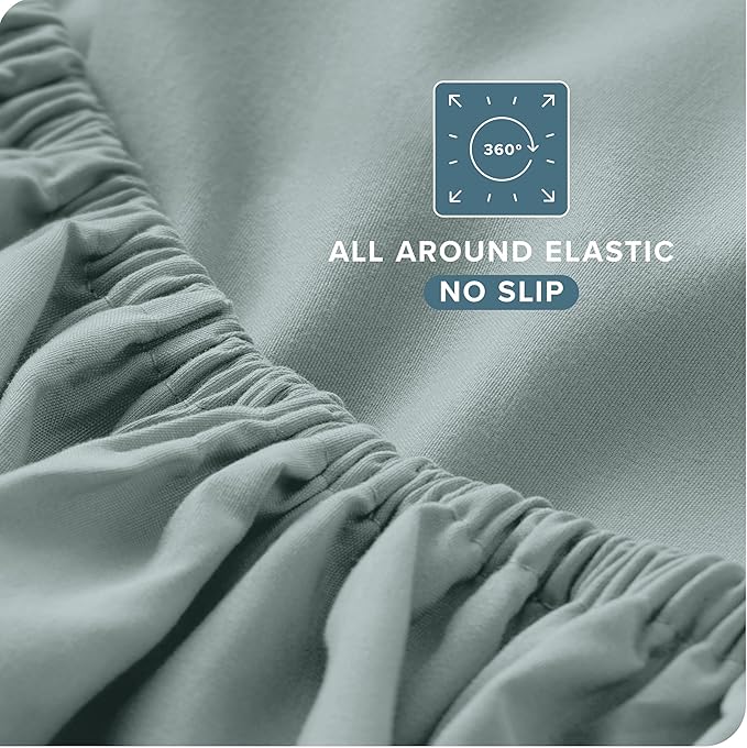 Bare Home Split Head Flex King Sheet Set - 1800 Ultra-Soft Microfiber Bed Sheets - Double Brushed - Deep Pockets - Easy Fit - 4 Piece Set - Bedding Sheets & Pillowcases (Sea Spray)