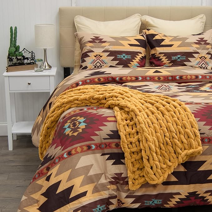 Donna Sharp Sand Dune Comforter Bedding Set - 3-Piece Queen Size Reversible Comforter Set - Includes 1 Plush Comforter and 2 Pillowcases - Machine Washable
