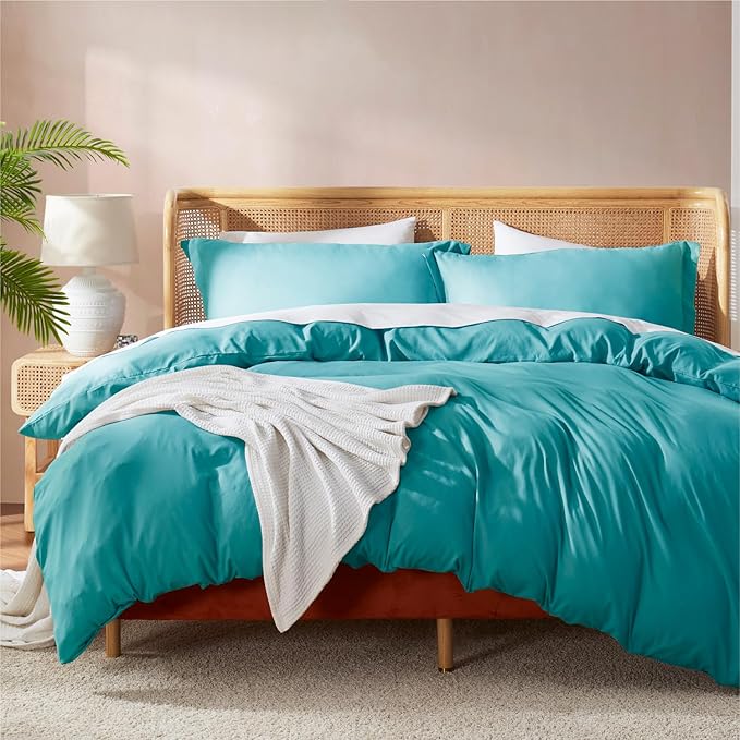 Nestl Twin Duvet Cover Set - Soft Double Brushed Teal Duvet Cover Twin XL, 2 Piece, with Button Closure, 1 Duvet Cover 68x90 inches and 1 Pillow Sham