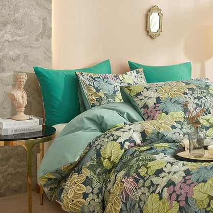HighBuy Twin XL Comforter Set Green Leaves Cottagecore Bedding Comforter for Kids College Bedding Set 3 Piece,Women Girls Topical Botanical Quilts Garden Comforter with 2 Pillowcases