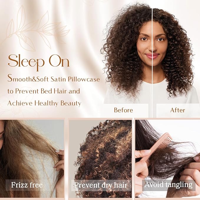 Yanibest Satin Pillowcase, Silk Pillow Cases for Hair and Skin with Zipper, Standard Pillow Cases Set of 2 for 20"x26", Exquisite Packaging for Women Men