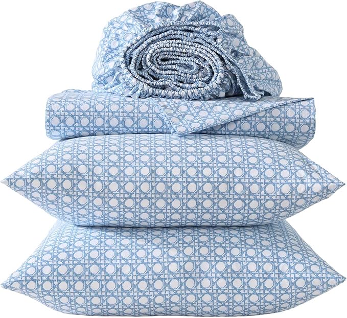 Tommy Bahama - King Size Sheet Set, 100% Cotton Percale Bedding with a Crisp & Cool Feel, Bed Sheets with Matching Fitted Sheet & Pillowcases (Bahama Isle Blue)