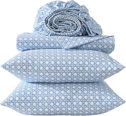 Tommy Bahama - King Size Sheet Set, 100% Cotton Percale Bedding with a Crisp & Cool Feel, Bed Sheets with Matching Fitted Sheet & Pillowcases (Bahama Isle Blue)