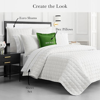 kate spade new york Noel Full/Queen Quilt Bedding Set, 200 Thread Count and 100% Cotton Cover, All Season 3 Piece Reversible Bedding Set, Machine Washable, Marshmallow