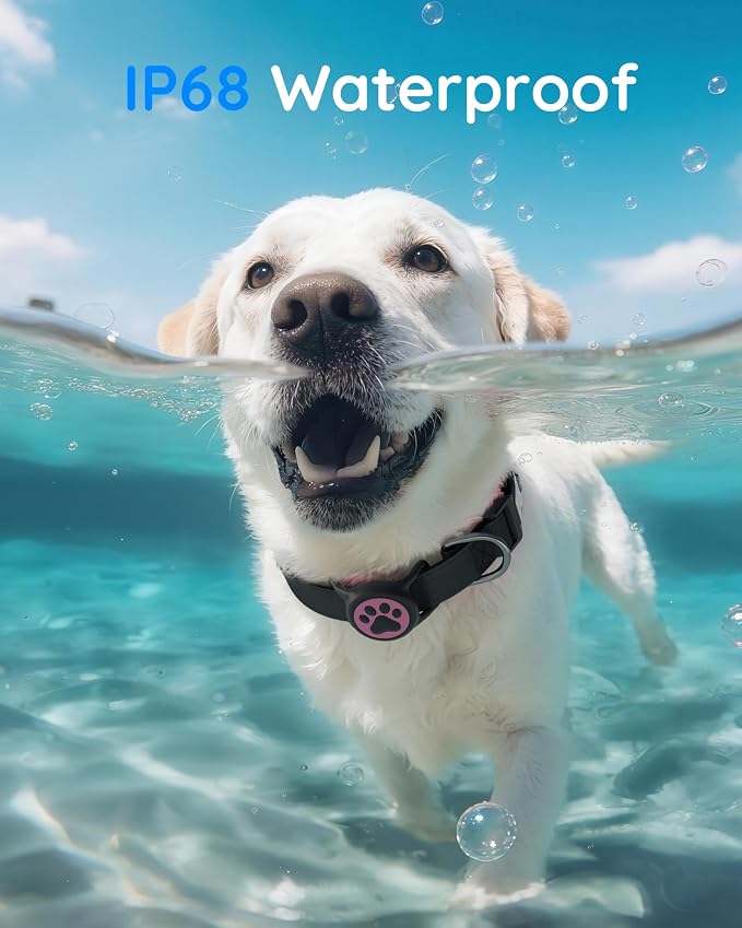 IP68 Waterproof Dog AirTag Holder for Dog Collar, Soft, Stretchy Silicone | Full-Body Protection, Easy Tool-Free Installation, Quiet, No-Dangle Fit, Lightweight, Fits Dog & Cat Collars of All Widths