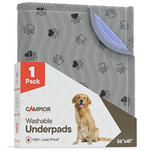 Washable Underpads 36"x41" ( Pack of 1) – Reusable Waterproof Bed Pads for Pets, Kids & Elderly, Extra Heavy Absorbent Incontinence Training & Bedwetting Pads, Non-Slip TPU Backing, Grey & Blue