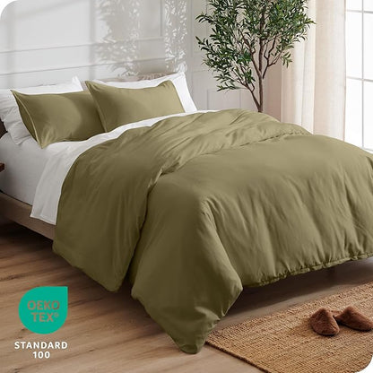 Bare Home Bedding Duvet Cover California King Size - Premium 1800 Super Soft Collection - Lightweight, Cooling - Soft Breathable Bedding Duvet Cover (Cal King, Olive)