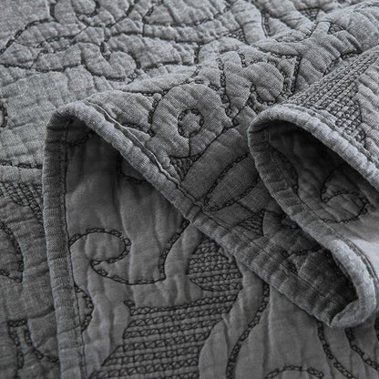 Travan 3-Piece Queen Quilt Set Quilted Bedspread Oversized Microfiber Lightweight Bedspread Coverlet Set with Shams Bedding Set for All Season, Grey, Queen Size