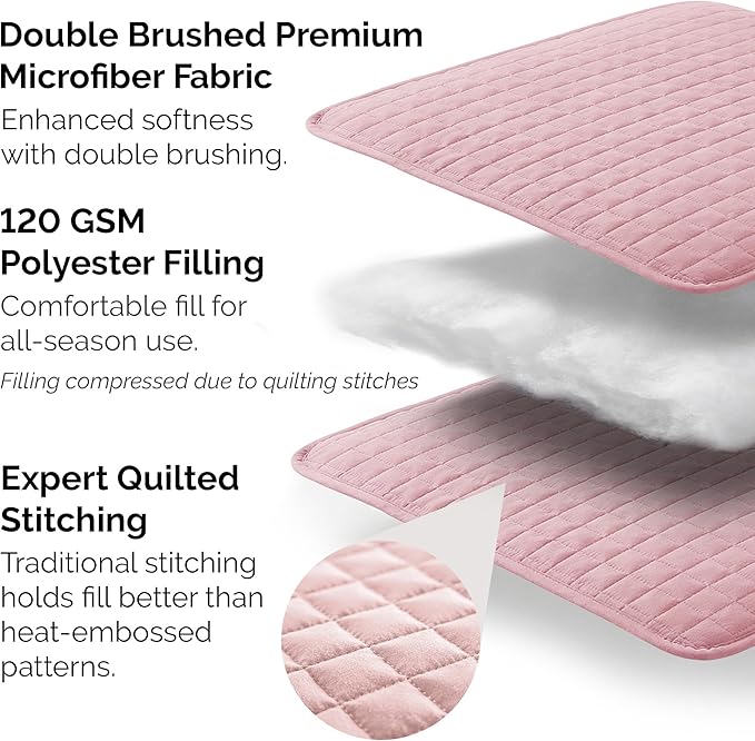 Southshore Fine Living, Inc. Stitched Pink Queen Quilt Bedding Set, Oversized Quilts Queen Size/Full, Pet Hair Resistant Bedding, Soft Cozy Bedspread, Full Size Coverlet, 2 Pillow Shams, Pastel Pink