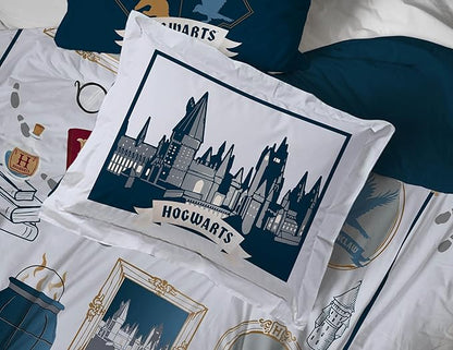 Jay Franco Kids Comforter Set Includes Sheets and Pillow Covers - Soft and Cozy Bed Set for Stylish Room Decor, Dark Grey - Harry Potter, 7 Piece Queen Size Bedding