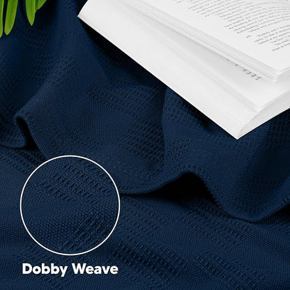 Utopia Bedding Navy 100% Cotton Blanket [Twin Size - 90x72 Inch] Lightweight, Soft and Breathable Thermal Blanket for All Seasons