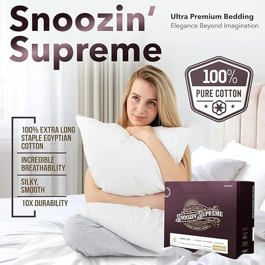 TEXAS LINEN CO. 100% Egyptian Cotton Sheets King Size - 2000 Series Luxury King Bed Sheet Set, Silky Soft Cooling Sateen Weave, 17” Extra Deep Pocket Hotel Collection Sheets (4 Pc, Dark Grey)