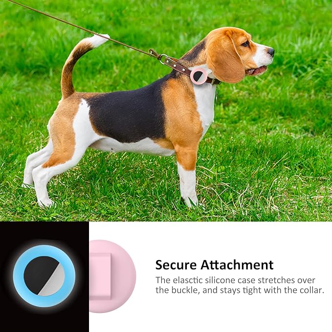 2022 AirTag Cat Collar Holder, Small AirTag Compatible, 2Pack Waterproof Case Cover for Pet Collar Within 3/8 inch (Luminous Pink&Luminous Blue)