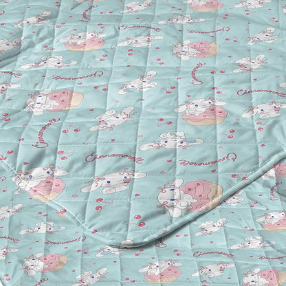 Northwest Sanrio Cinnamoroll Reversible Quilted Throw, Kawaii Cherry Cupcake Pattern, for Anime Fans, Game Room, Chair or Couch, 60 x 80 Inches