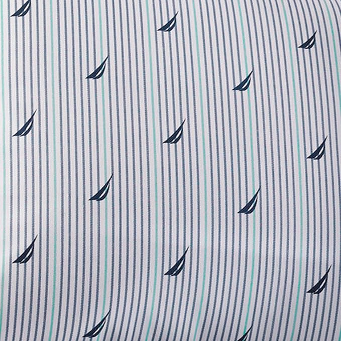 Nautica - Twin XL Size Sheet Set, Crisp & Tailored Cooling Sheets with a Smooth Cotton Percale Lightweight Feel - Bed Sheets with Matching Pillowcase & Fitted Sheet (Audley Stripe Blue)