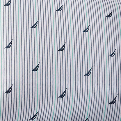 Nautica - Twin Size Sheet Set, Crisp & Tailored Cooling Sheets with a Smooth Cotton Percale Lightweight Feel - Bed Sheets with Matching Pillowcase & Fitted Sheet (Audley Stripe Blue)
