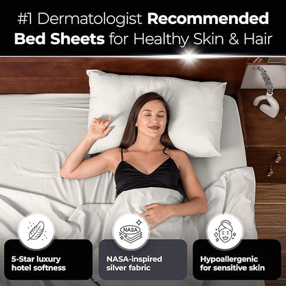 Silvery Silver Infused Bed Sheets Set - Ultra-Soft Temperature-Regulating Fabric with Self-Cleaning Technology™ That Stays Fresh 3X Longer for Hygienic Sleep
