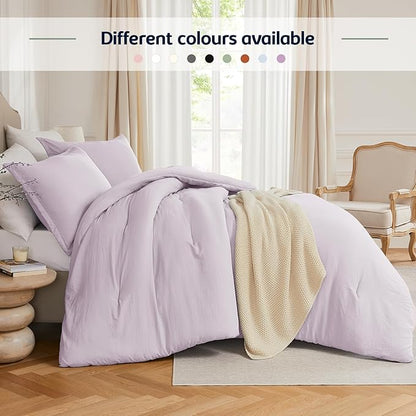 Oversized King Comforter Set Light Purple,3PCS Soft Lightweight Breathable Bedding Comforter for All Season, Oversized King Size(120''×98'' Comforter & 2 Pillowcases)