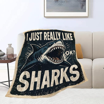 Shark Blanket Super Soft Warm Fluffy Fleece Flannel Sea Animal Throw Blanket Cozy Fuzzy Plush Stuff Bedding Blankets Gifts for Women Kids Boys Girls Adults 50"X40"