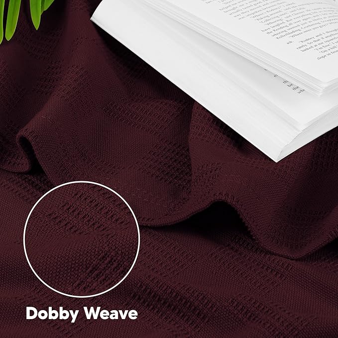 Utopia Bedding Burgundy 100% Cotton Blanket [Twin Size - 90x72 Inch] Lightweight, Soft and Breathable Thermal Blanket for All Seasons