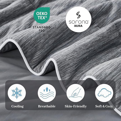 Amélie Home Cooling Comforter King Size, Dual-Sided Lightweight Cooling Blanket for Hot Sleepers, Q-Max 0.43 Breathable Cooling Quilt for Night Sweats, 106" x 90", Heather Charcoal Grey