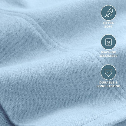 Bare Home Flannel Standard Pillowcases Set of 2-100% Cotton - Velvety Soft & Cozy - Double Brushed Heavyweight Flannel Pillowcases (Standard Pillowcase Set of 2, Light Blue)