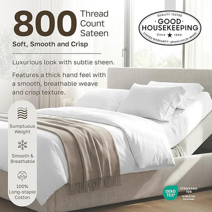 California Design Den Split King Sheets Sets for Adjustable Bed - Luxury Hotel 800 Thread Count Sateen, Natural 100% Cotton Bed Sheets, Deep Pockets & Durable Bedding Set - Navy Blue