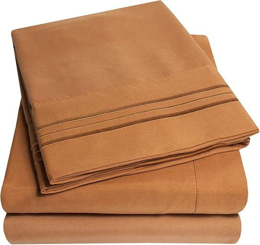 1500 Supreme Collection Full Sheet Sets Mocha Brown - Luxury Hotel Bed Sheets and Pillowcase Set for Full Mattress - Extra Soft, Elastic Corner Straps, Deep Pocket Sheets, Full Mocha Brown