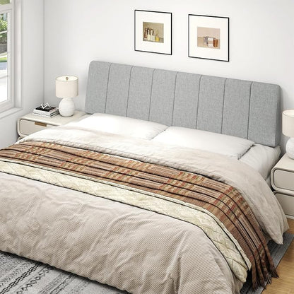King Size Headboard Only-No Assembly Required, Light Gray | Easy to use no assembly required, Linen fabric and extra-thick foam for added comfort, Modern style headboard king size