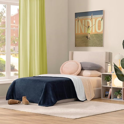 UGG Nita Twin Blanket, Luxury Soft Twin XL Warm Blanket for Bed or Extra Large Throw for Couch, Cozy Bedding, Dorm or Bedroom Decor, 60-inch x 90-inch, Navy Blue