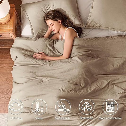 Oversized King Comforter Set Taupe Brown Pink,3PCS Soft Lightweight Breathable Bedding Comforter for All Season, Oversized King Size(120''×98'' Comforter & 2 Pillowcases)