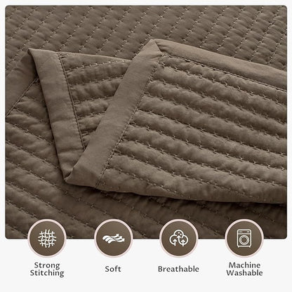 KASENTEX King XL Quilt Set 108"x98" – Soft Washed 3-Layer Lightweight Bedspread, Minimalist Nordic Design, All-Season Spring & Summer Quilt Set (1 Quilt + 2 Pillow Shams), Cub