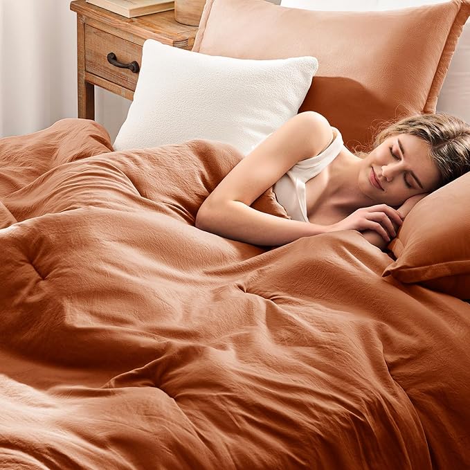 California King Comforter Set Terracotta,3PCS Soft Lightweight Breathable Bedding Comforter Sets for All Season, Calking Size(104''×96'' Comforter & 2 Pillowcases)