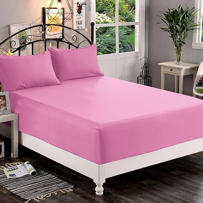 Elegant Comfort 1500 Premium Quality Fitted Sheet Ultra Soft 18-24 Inch Extra Deep Pocket - Single Fitted Sheet for High Mattress - Wrinkle Free with Smart Storage Pockets, Full, Light Pink