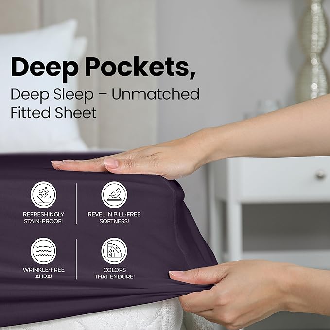 Utopia Bedding Full Fitted Sheet - Bottom Sheet - Deep Pocket - Soft Microfiber - Shrinkage and Fade Resistant - Easy Care -1 Fitted Sheet Only (Purple)
