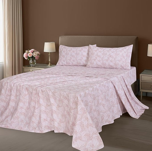 ZOYER 100% Cotton Sheets – King Size Percale Bedding, Cooling & Breathable, Durable with a Crisp, Soft & Comfortable Feel, 16" Deep Pocket, 4-Piece Set, Negative Print