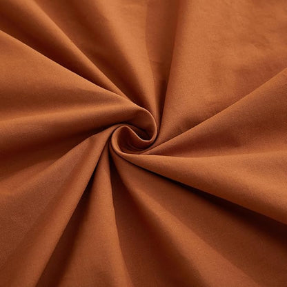 Burnt Orange Duvet Cover Full Size, 100% Washed Cotton Linen Like Bedding Set with Zipper Closure (No Comforter), 80x90 Inches