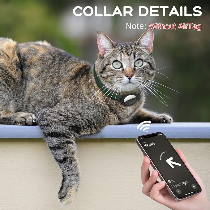 AirTag Cat Collars, Stretchy Collar with AirTag Holder and Bell | Breakaway - Ultra Design Elastic - GPS Tracking Collars - Adjustable Size for Cats & Puppies 7.5-12.5" - (Forest Green)